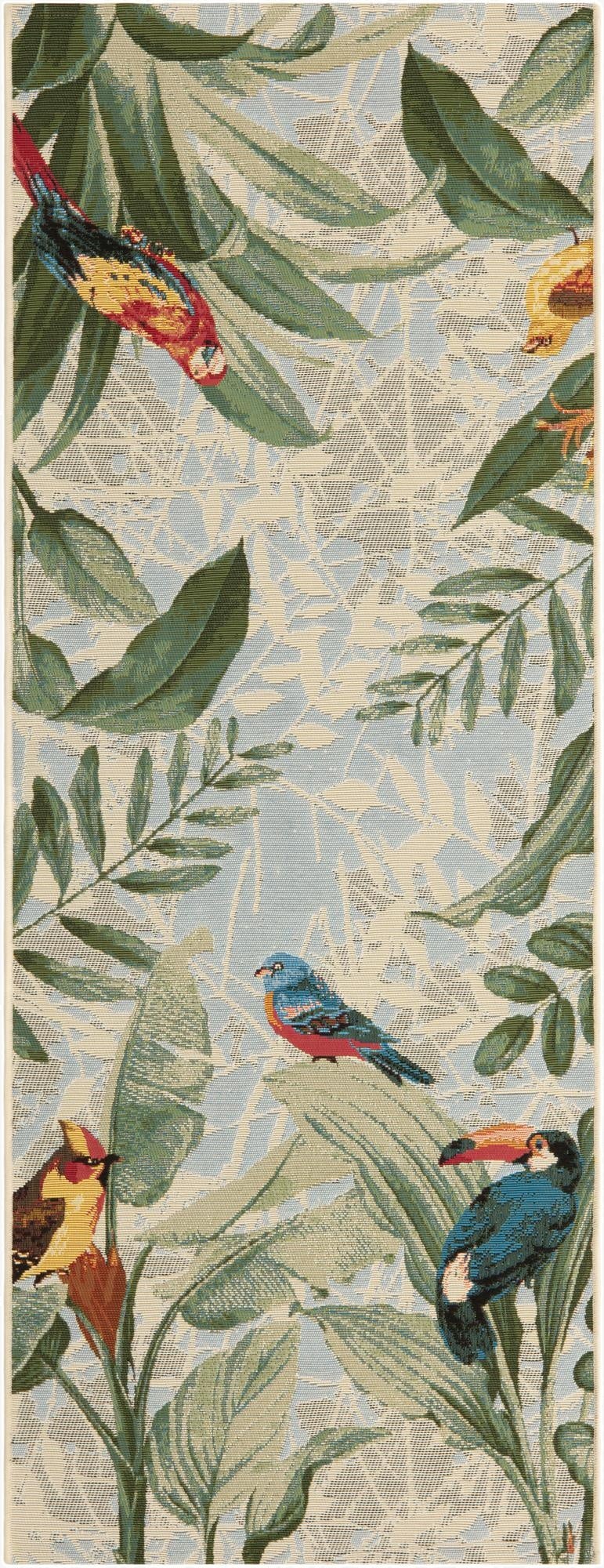  2' 7 x 7'  Washable Botanical Indoor / Outdoor Runner Rug