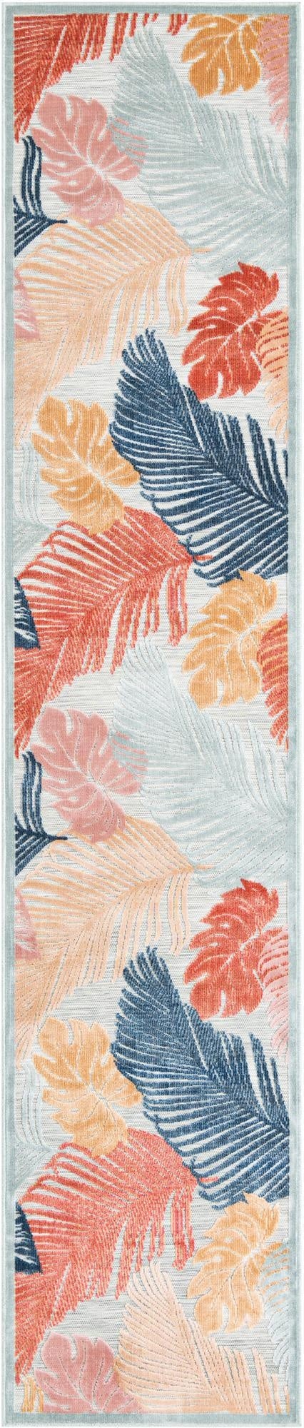  2' 7 x 12'  Washable Botanical Indoor / Outdoor Runner Rug