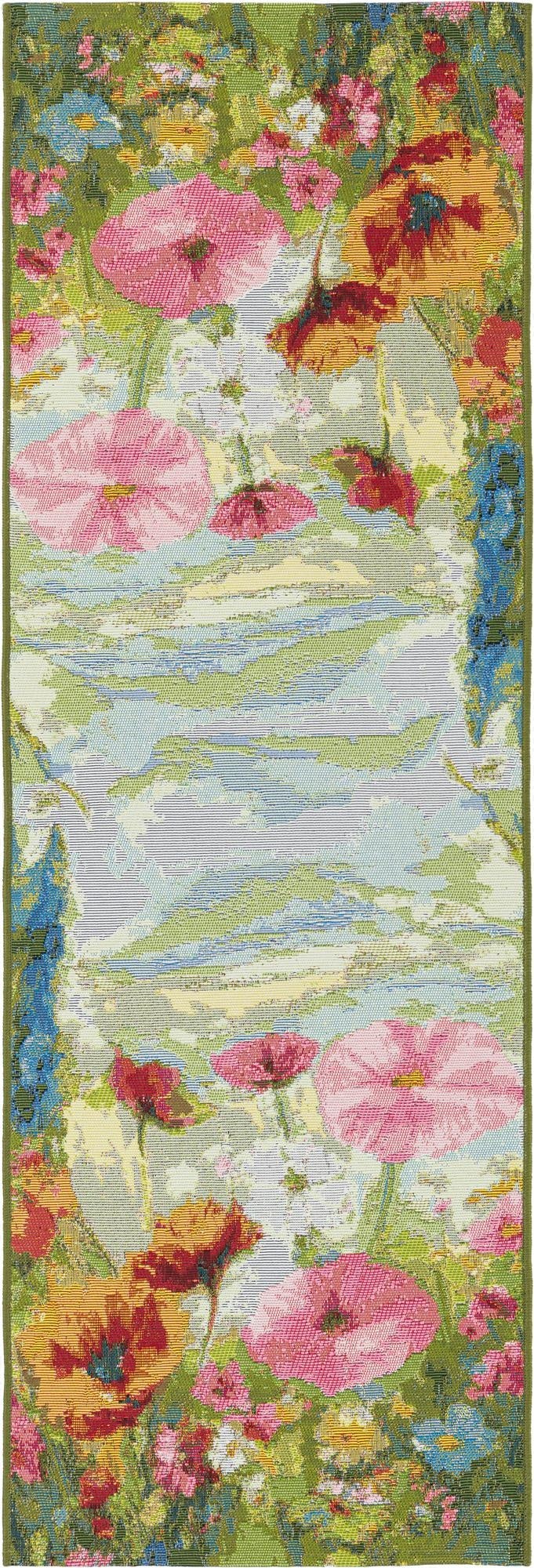  2' x 6'  Washable Botanical Indoor / Outdoor Runner Rug