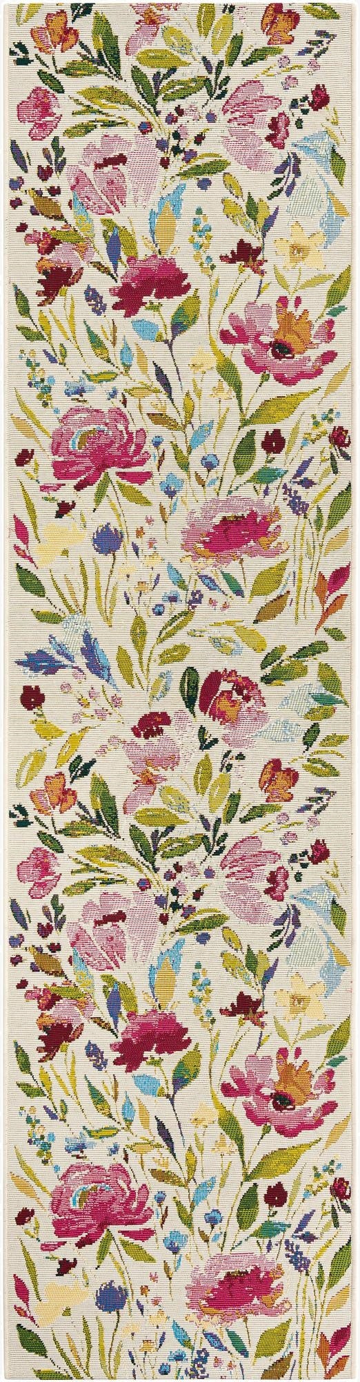  2' x 8'  Washable Botanical Indoor / Outdoor Runner Rug