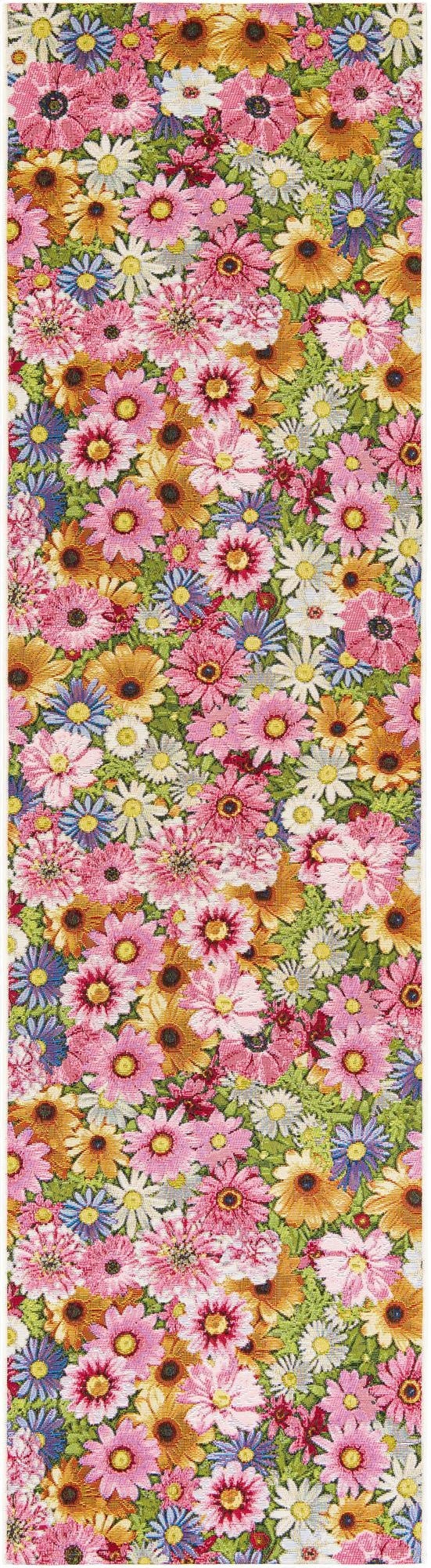  2' 7 x 10'  Washable Botanical Indoor / Outdoor Runner Rug