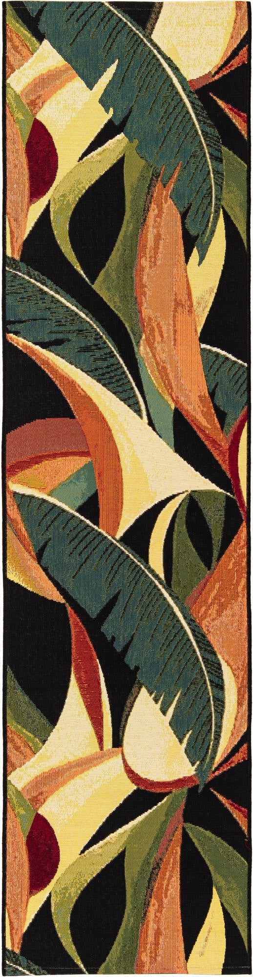  2' x 8'  Washable Botanical Indoor / Outdoor Runner Rug