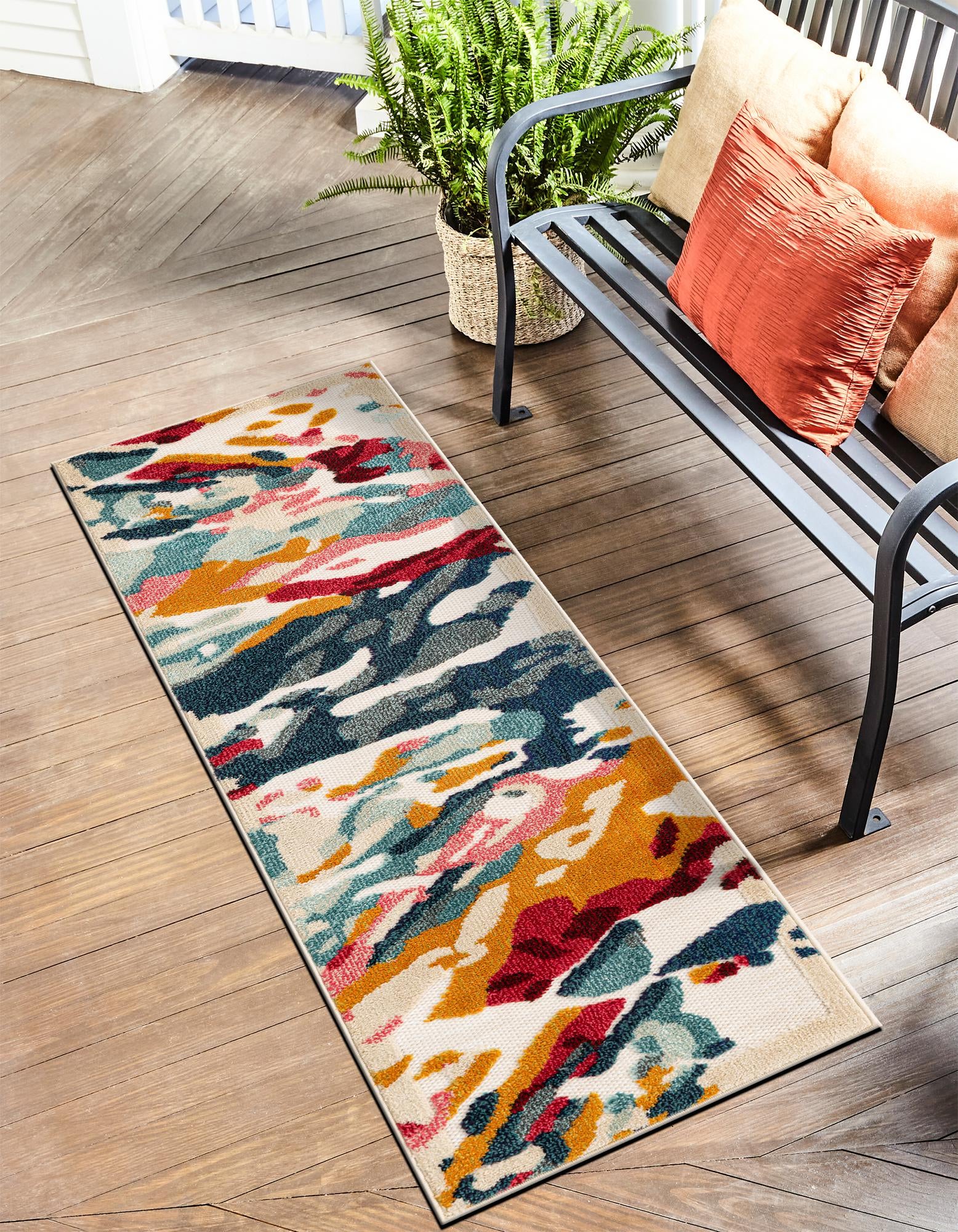 Multicolor 2' x 6' Casablanca Indoor / Outdoor Runner Rug