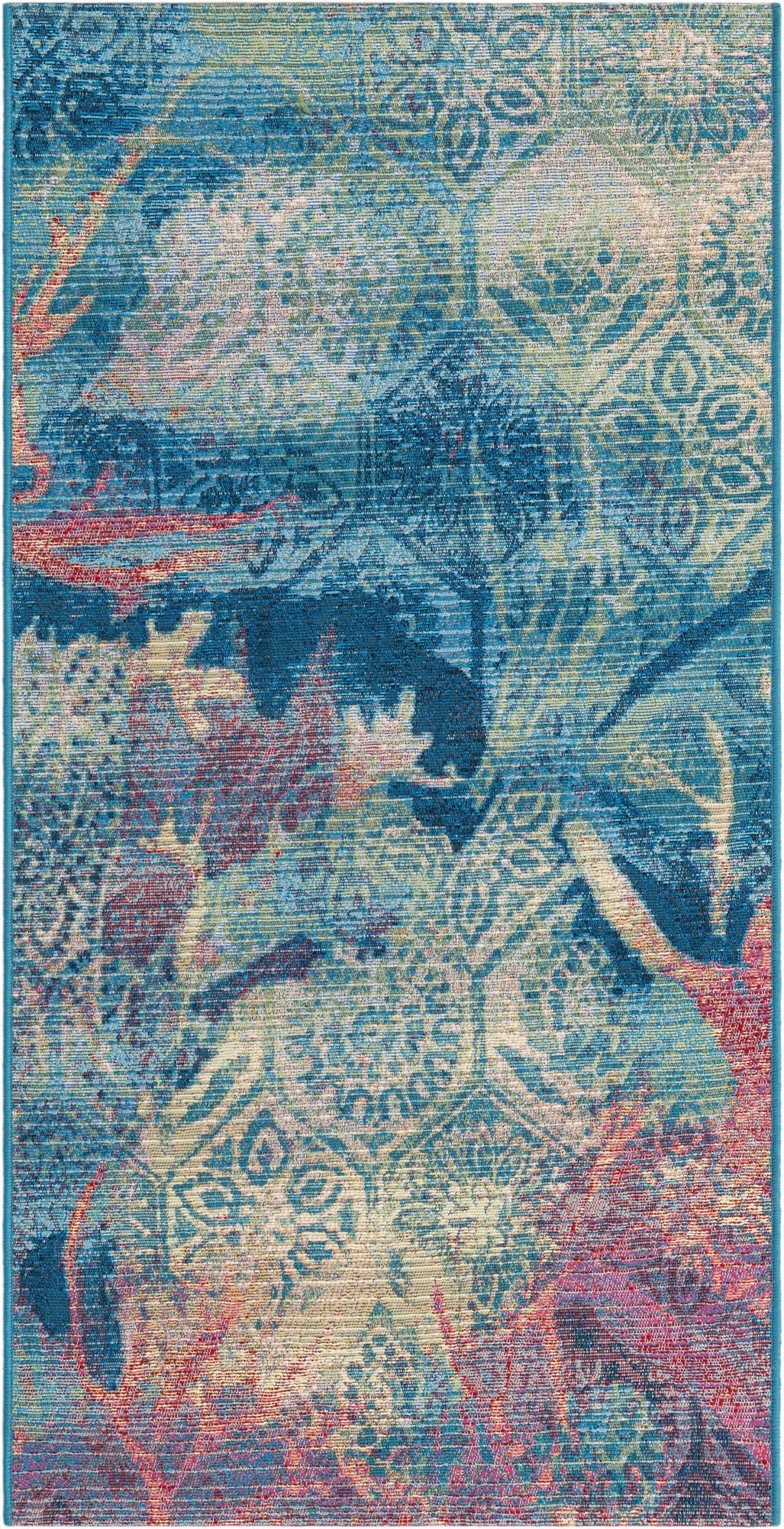  2' 7 x 5' 3  Washable Coastal Indoor / Outdoor Runner Rug