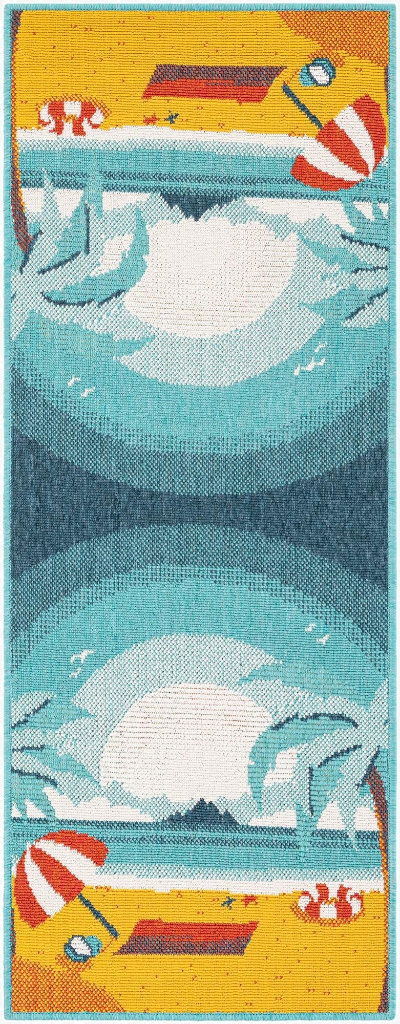  2' x 5'  Washable Coastal Indoor / Outdoor Runner Rug