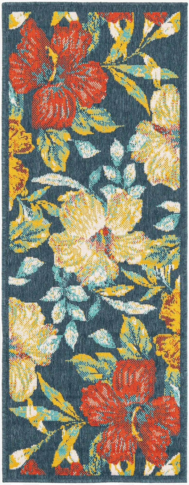  2' x 5' 3  Washable Coastal Indoor / Outdoor Runner Rug