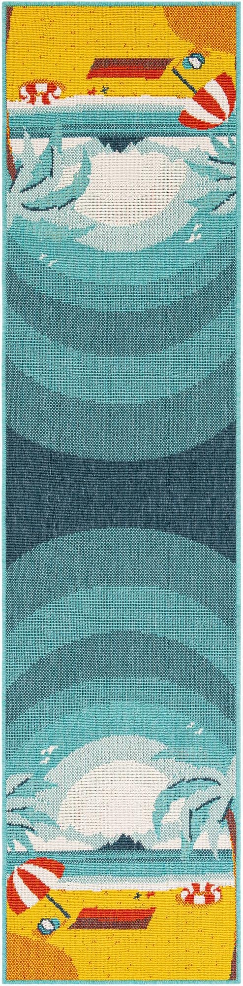  2' x 8'  Washable Coastal Indoor / Outdoor Runner Rug
