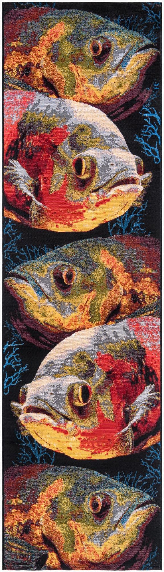  2' 7 x 10'  Washable Coastal Indoor / Outdoor Runner Rug