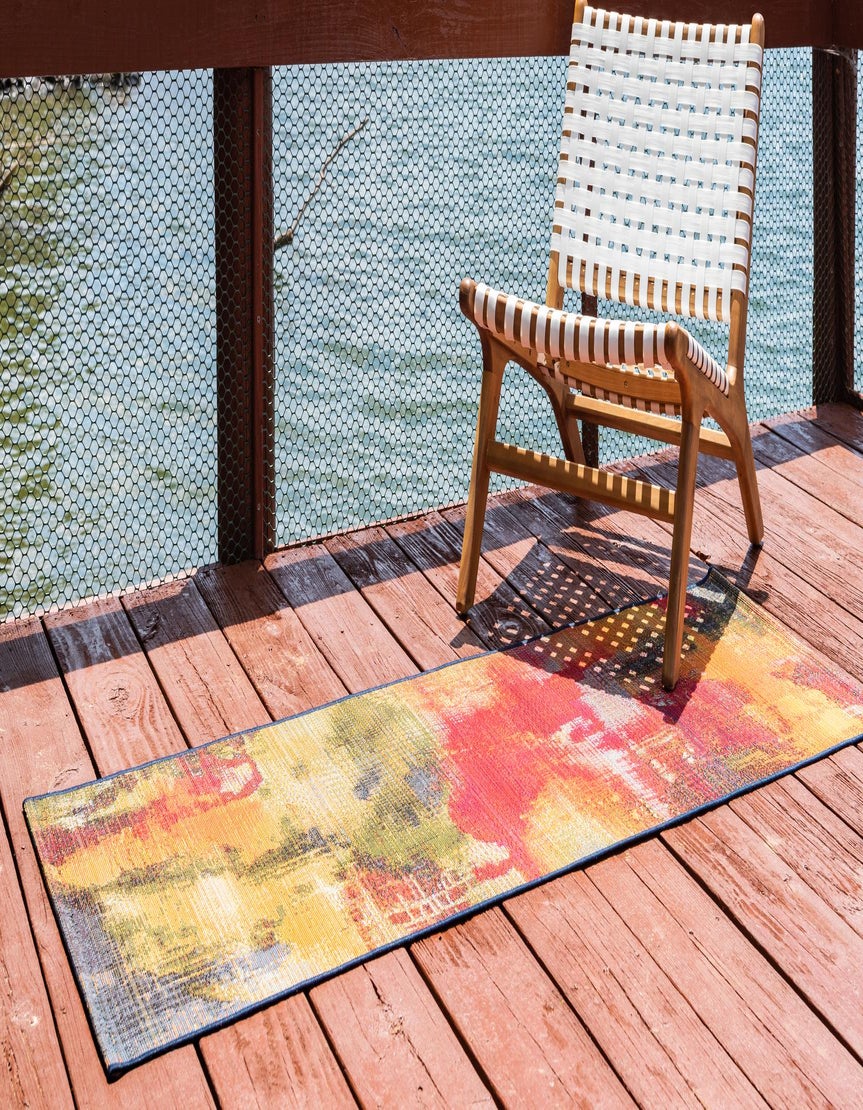 Multicolor 2' 7 x 12' Modern Indoor / Outdoor Runner Rug | Rugs.com