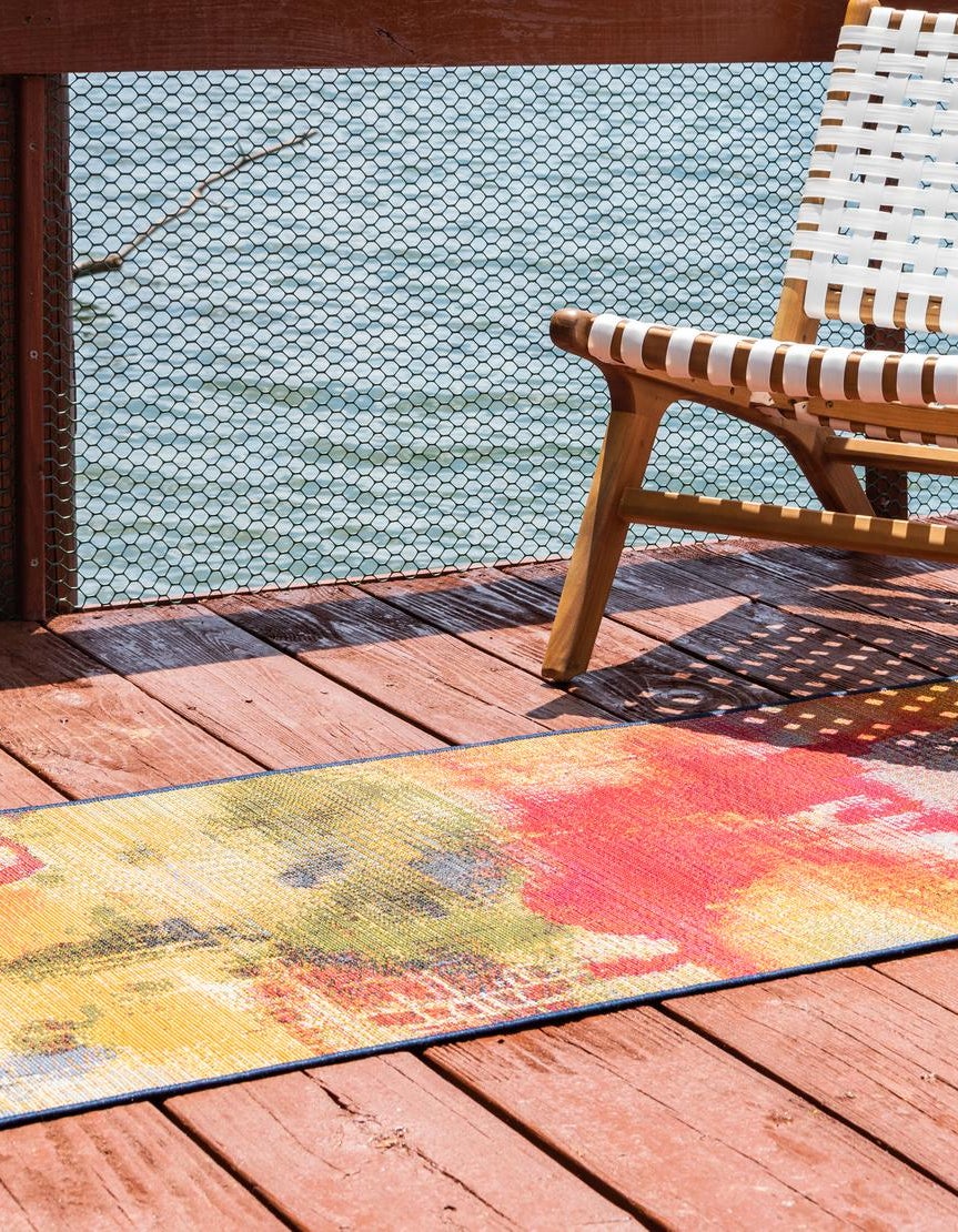 Multicolor 2' x 6' Modern Indoor / Outdoor Runner Rug | Rugs.com