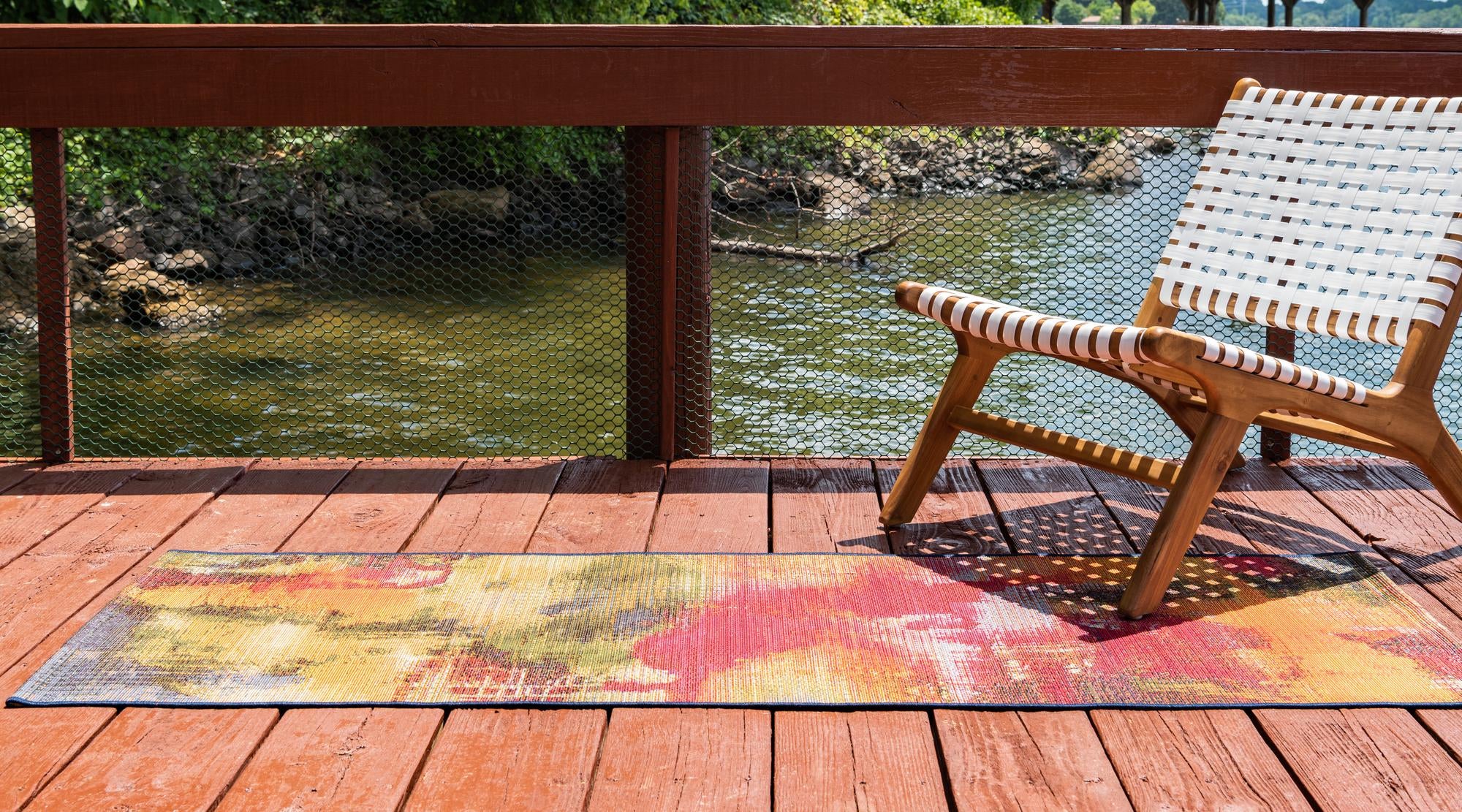 Multicolor 2' x 6' Modern Indoor / Outdoor Runner Rug | Rugs.com