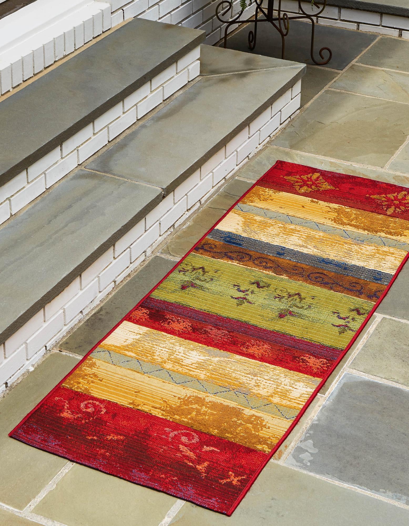 Multicolor 2' x 6' Modern Indoor / Outdoor Runner Rug | Rugs.com