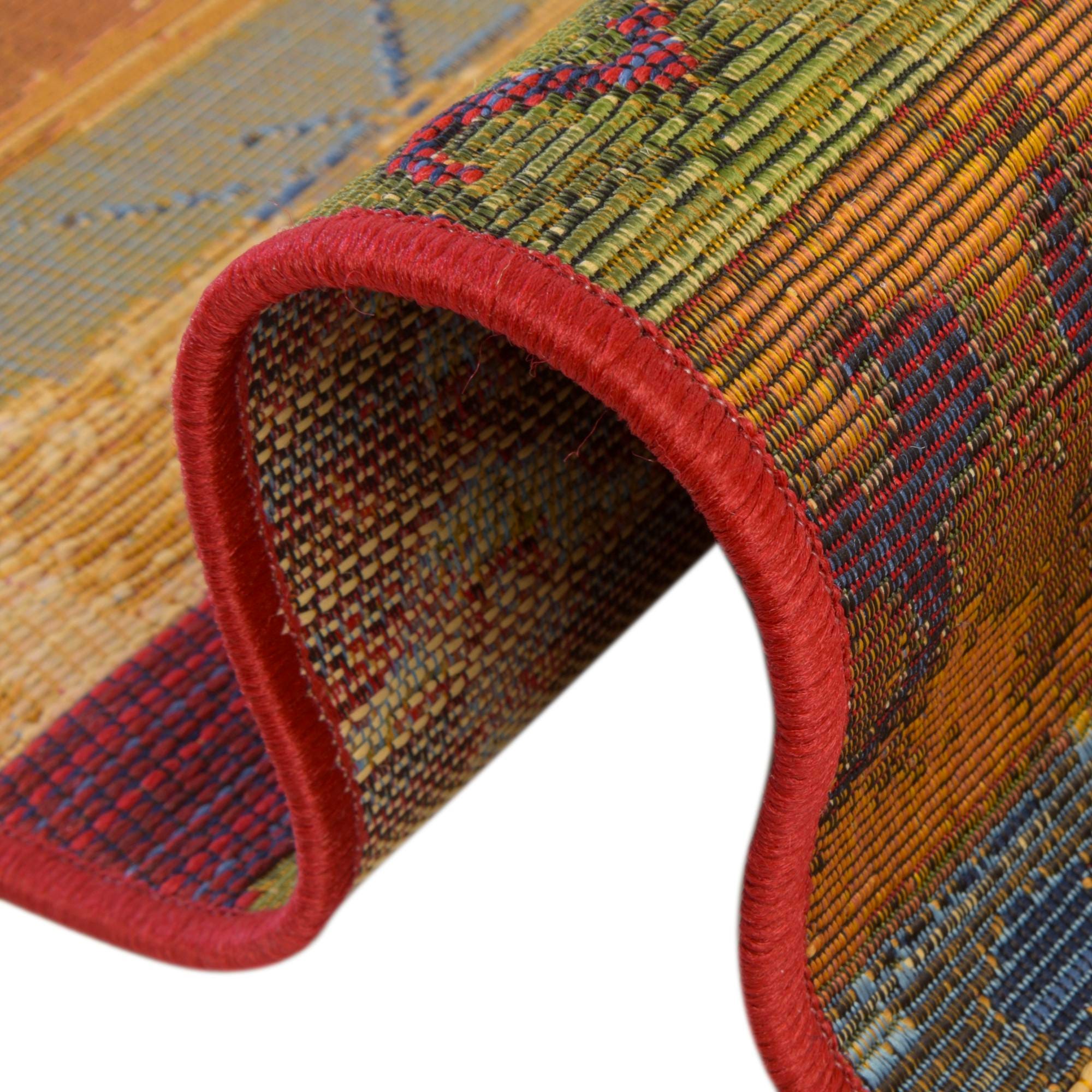 Multicolor 2' x 6' Modern Indoor / Outdoor Runner Rug | Rugs.com