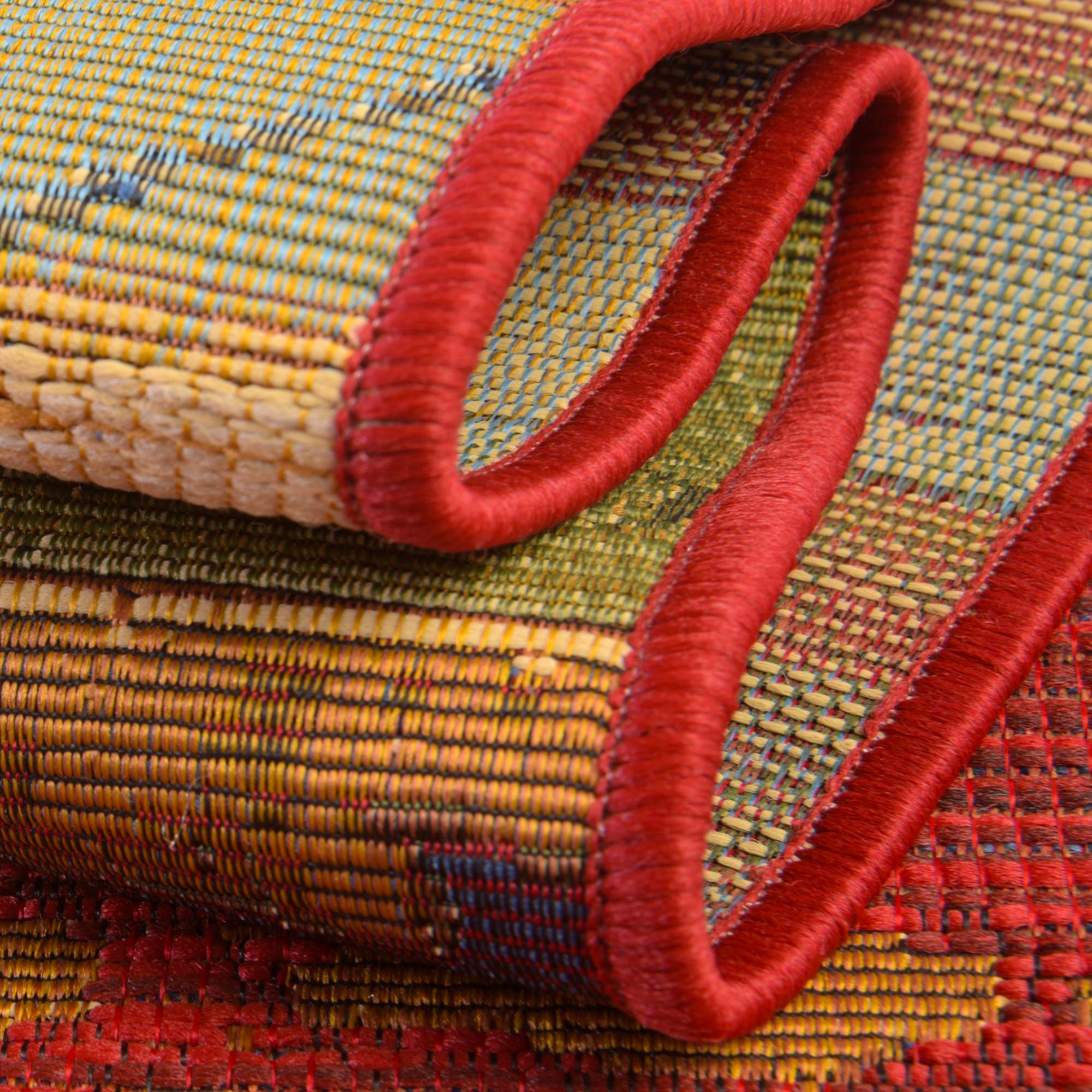 Multicolor 2' x 6' Modern Indoor / Outdoor Runner Rug | Rugs.com