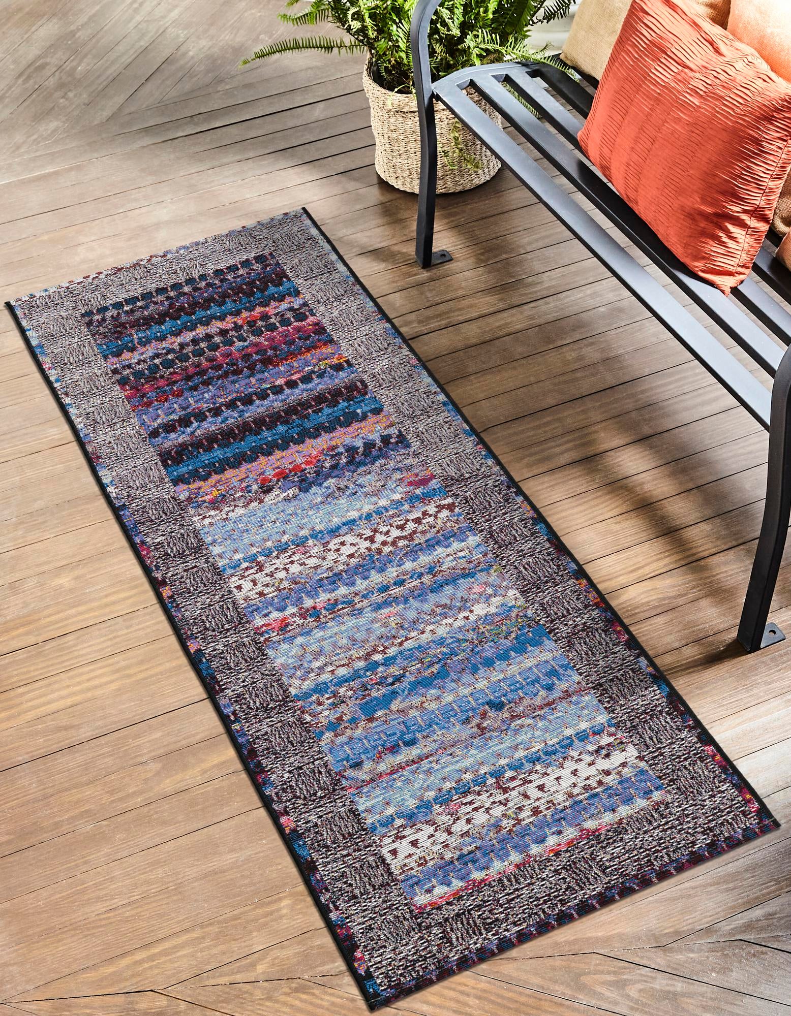Multicolor 2' 7 x 12' Modern Indoor / Outdoor Runner Rug | Rugs.com