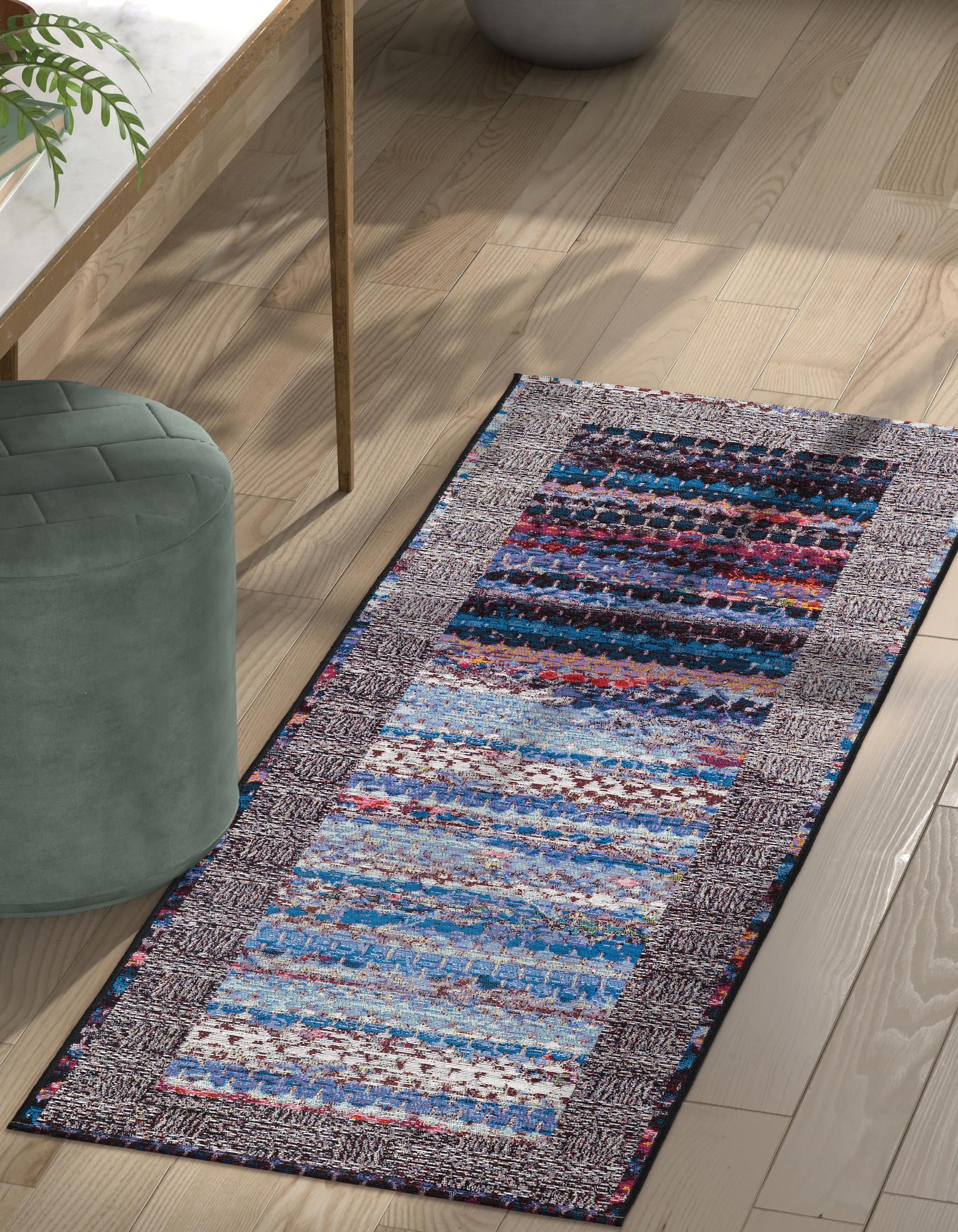 Multicolor 2' 7 x 12' Modern Indoor / Outdoor Runner Rug