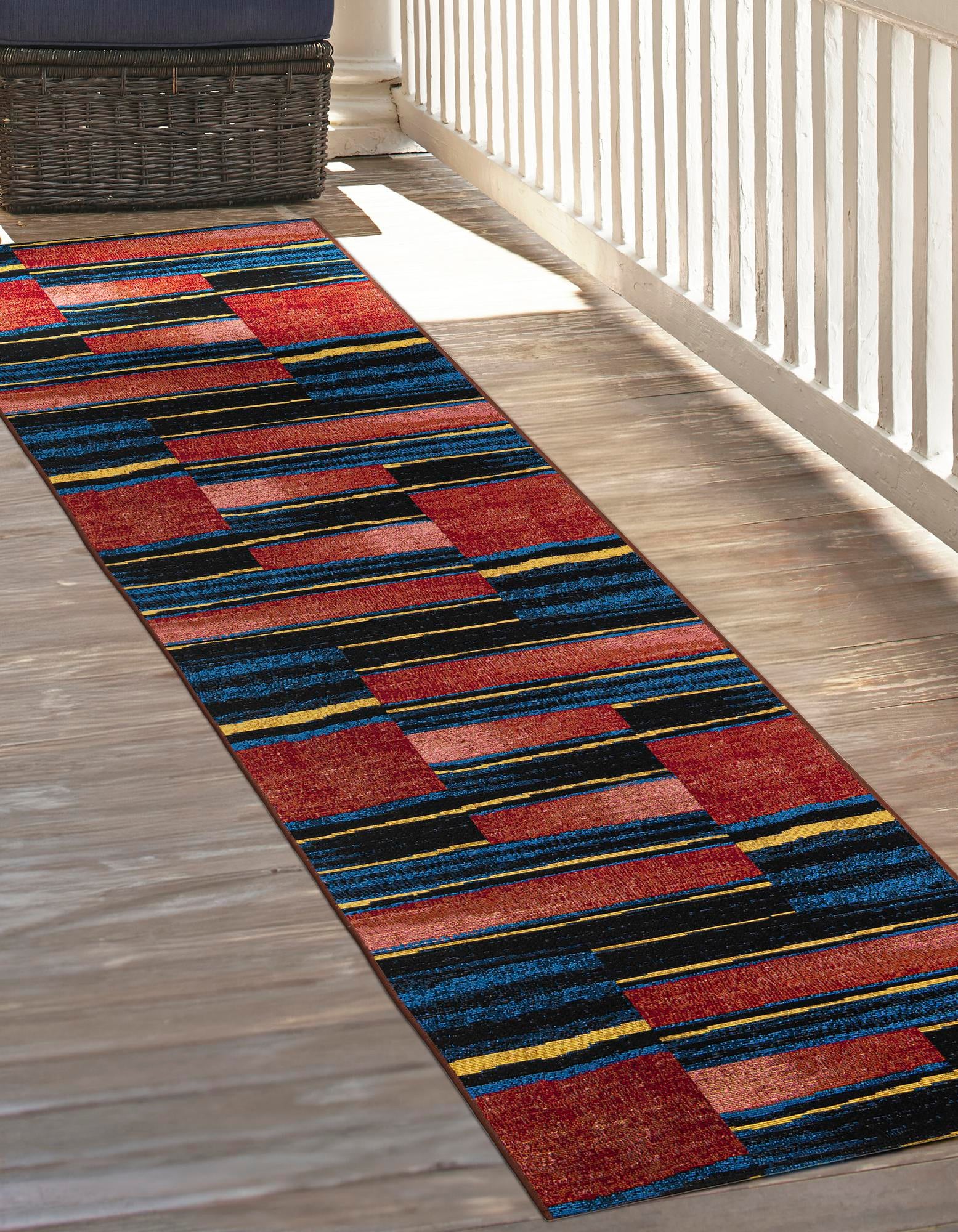 Multicolor 2' x 6' Modern Indoor / Outdoor Runner Rug | Rugs.com