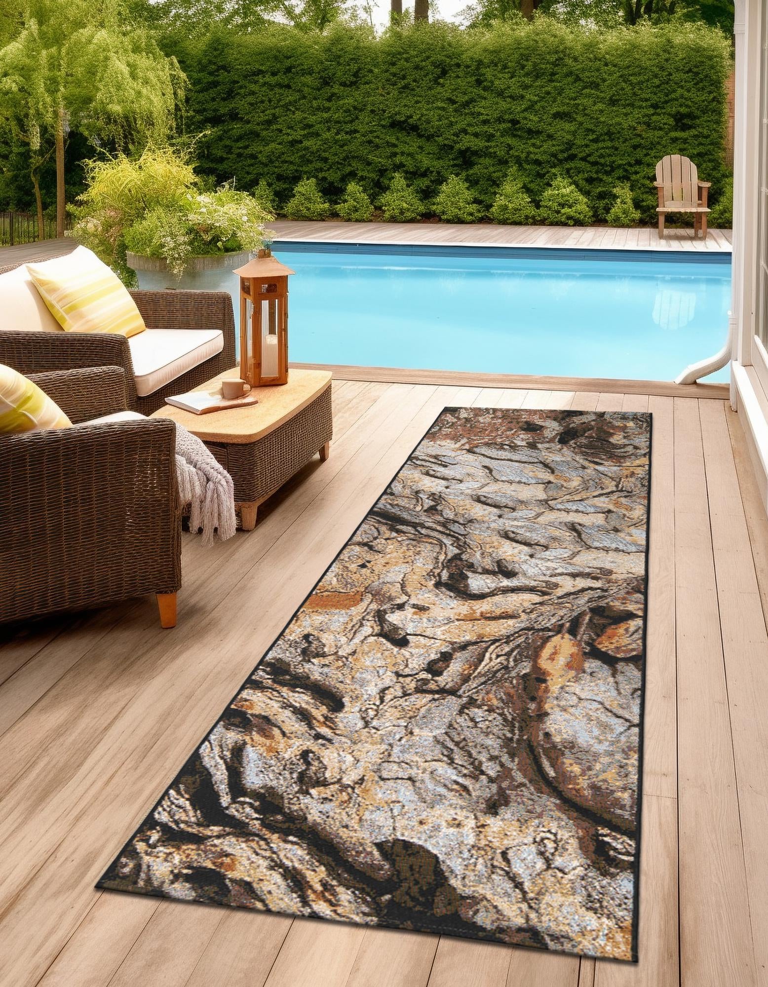 Multicolor 2' 7 x 12' Modern Indoor / Outdoor Runner Rug | Rugs.com