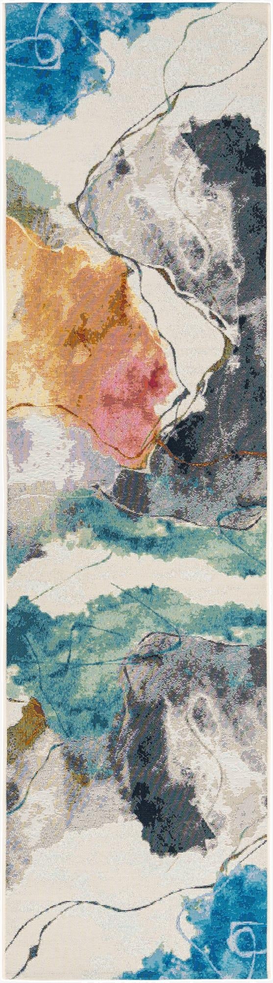  2' 7 x 10'  Washable Modern Indoor / Outdoor Runner Rug