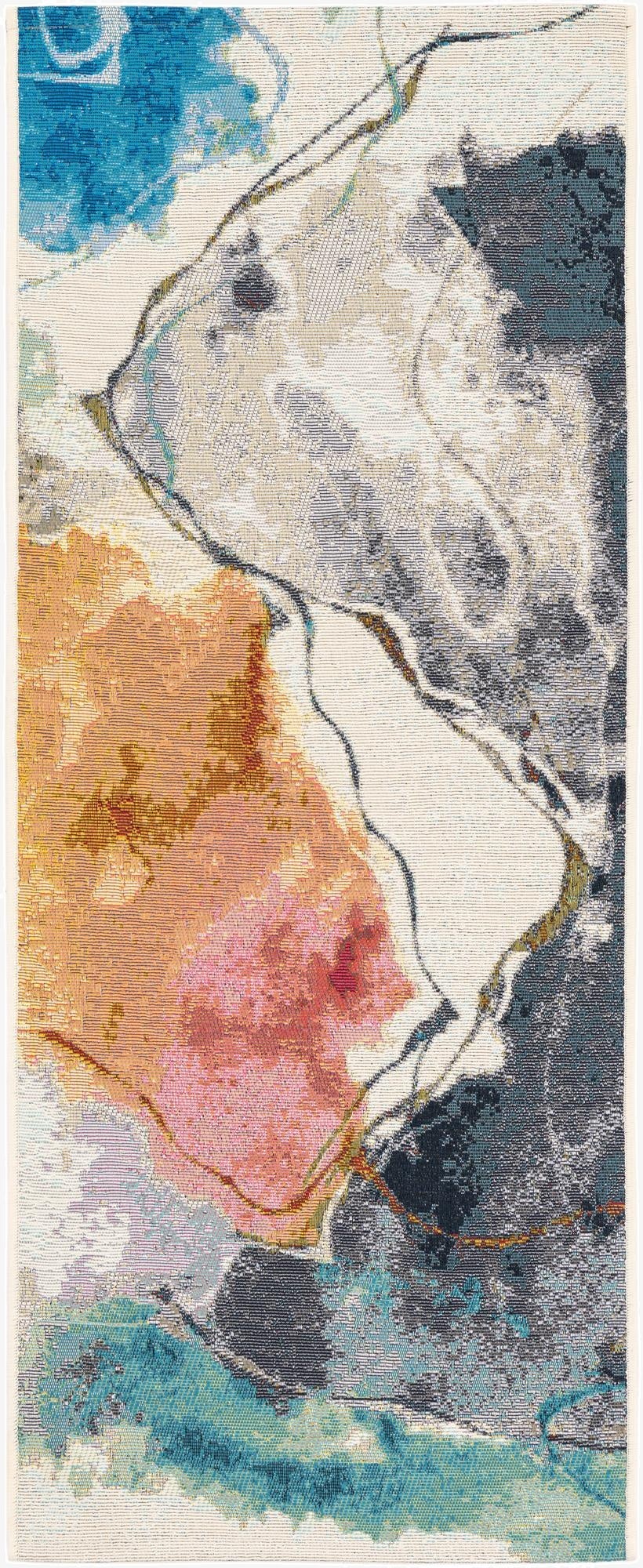  2' x 5' 1  Washable Modern Indoor / Outdoor Runner Rug