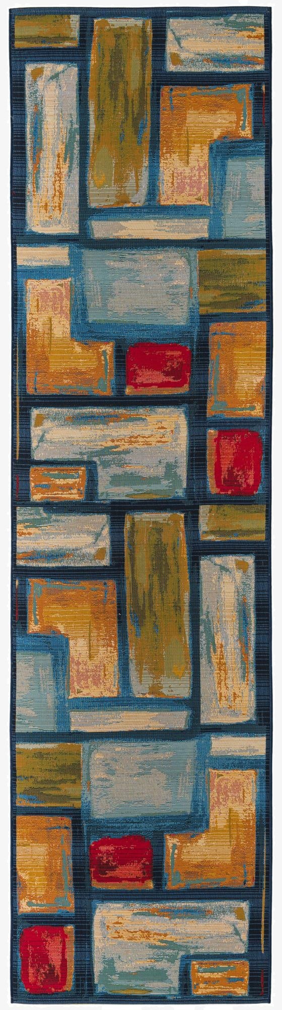  2' 7 x 12'  Washable Modern Indoor / Outdoor Runner Rug