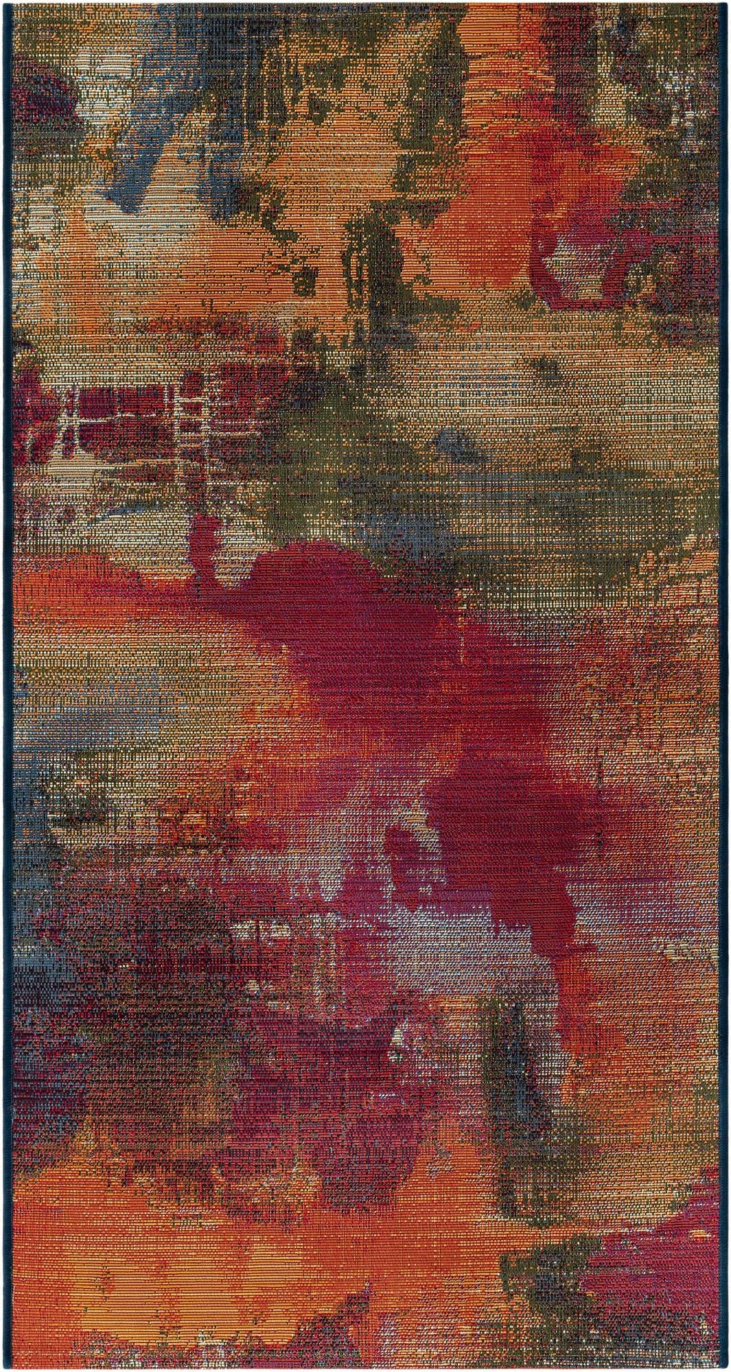  2' 7 x 5' 3  Washable Modern Indoor / Outdoor Runner Rug