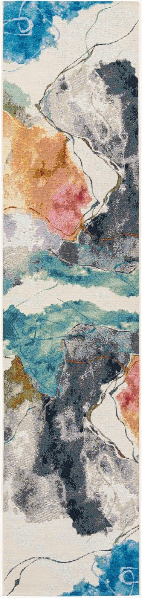  2' 7 x 12'  Washable Modern Indoor / Outdoor Runner Rug