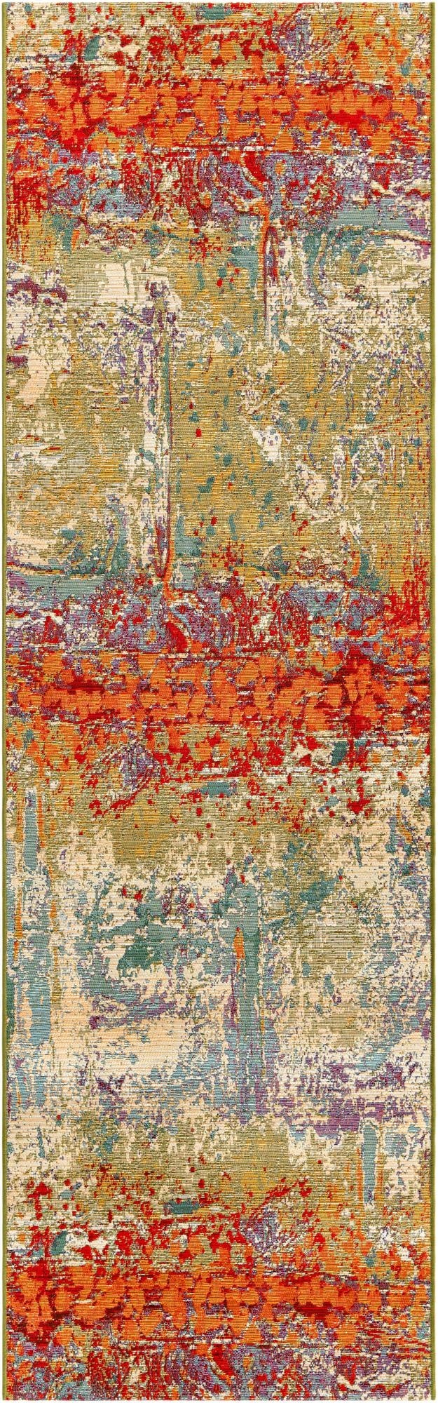  2' 7 x 9'  Washable Modern Indoor / Outdoor Runner Rug