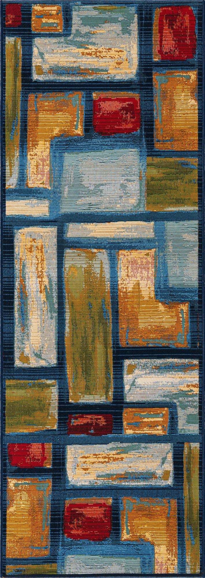  2' x 6'  Washable Modern Indoor / Outdoor Runner Rug