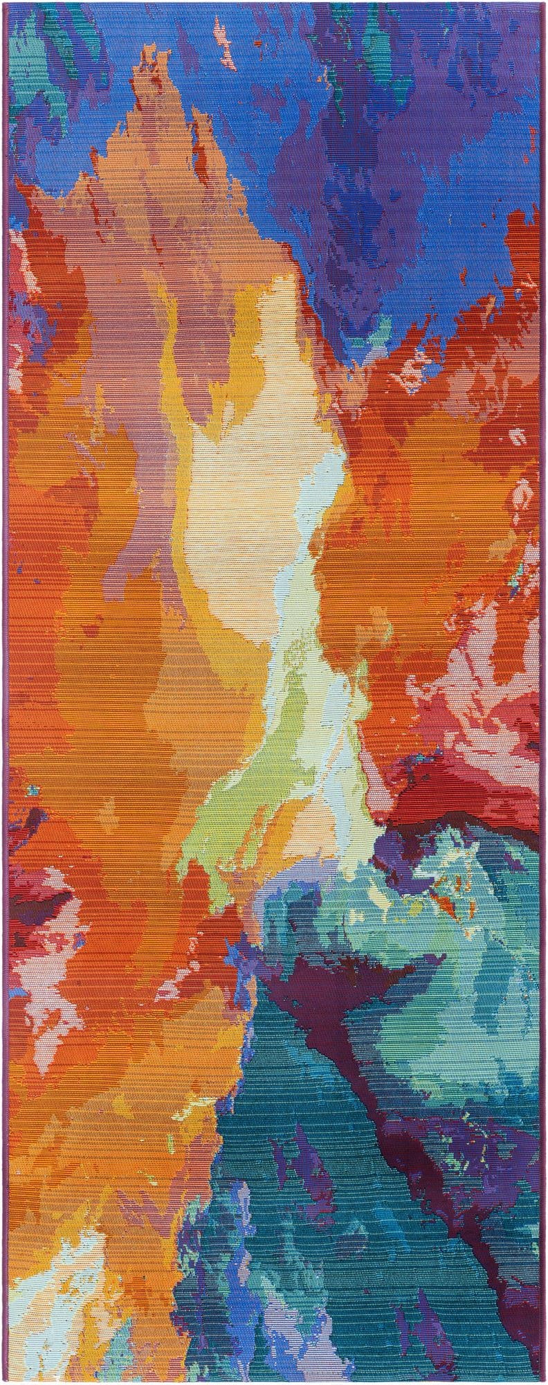  2' 7 x 7'  Washable Modern Indoor / Outdoor Runner Rug