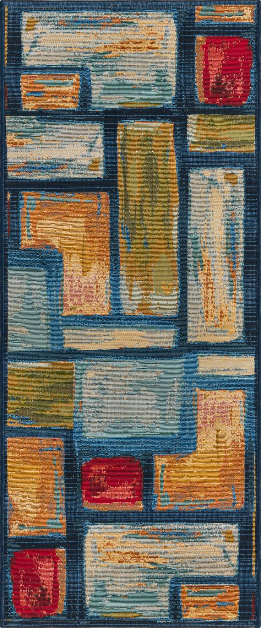  2' x 5'  Washable Modern Indoor / Outdoor Runner Rug