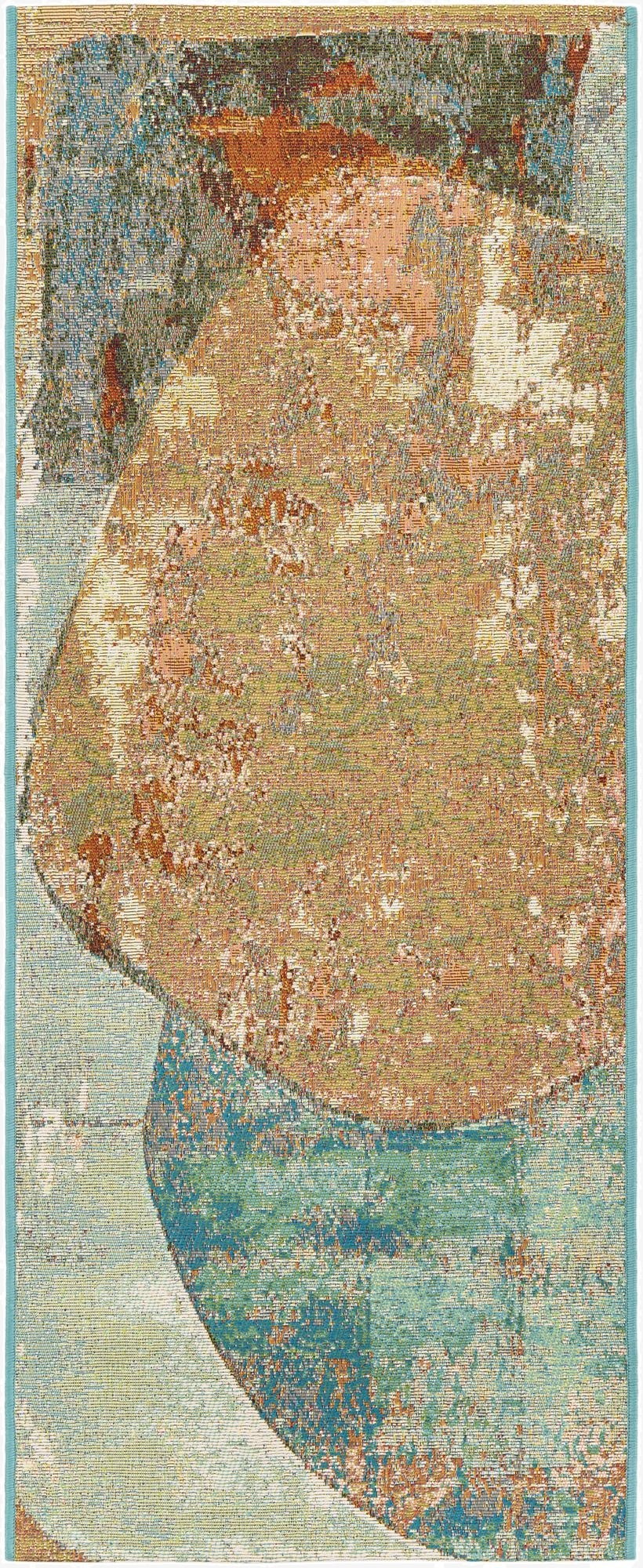  2' x 5' 1  Washable Modern Indoor / Outdoor Runner Rug