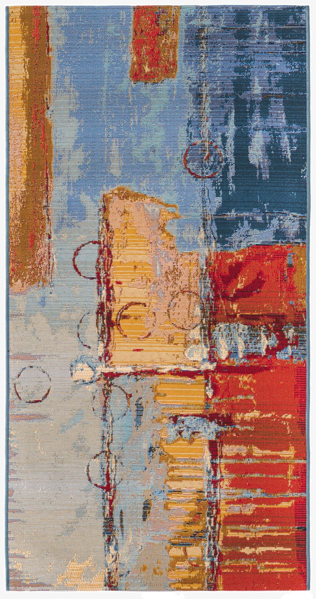  2' 7 x 5' 3  Washable Modern Indoor / Outdoor Runner Rug