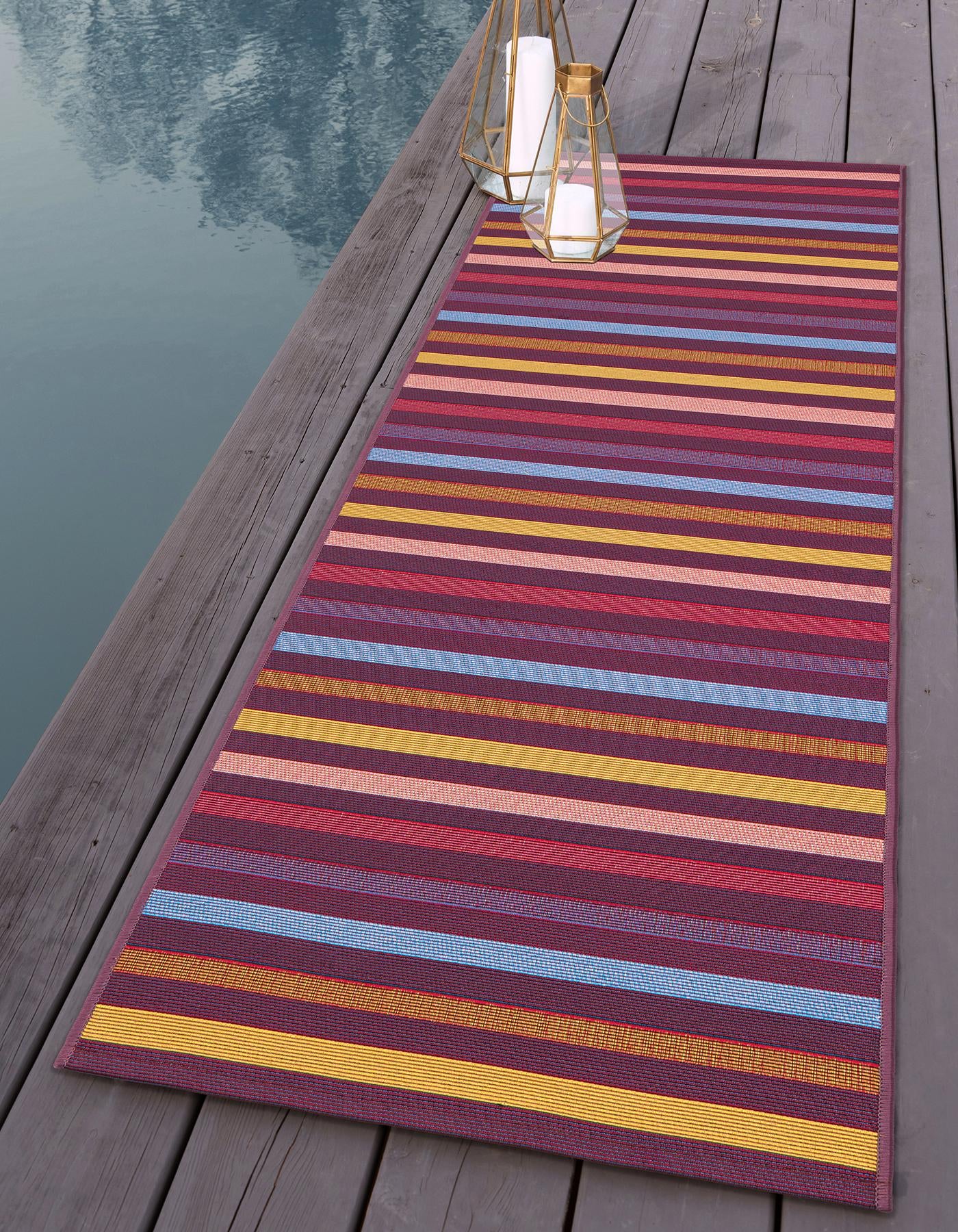 Multicolor 2' x 6' Ribbon Indoor / Outdoor Runner Rug | Rugs.com