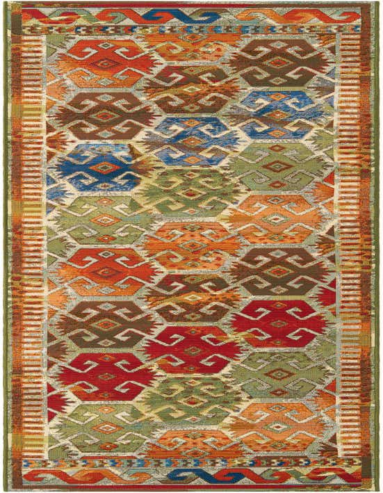 Primary image  2' 7 x 10'  Washable Southwestern Indoor / Outdoor Runner Rug