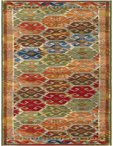  2' 7 x 12'  Washable Southwestern Indoor / O...