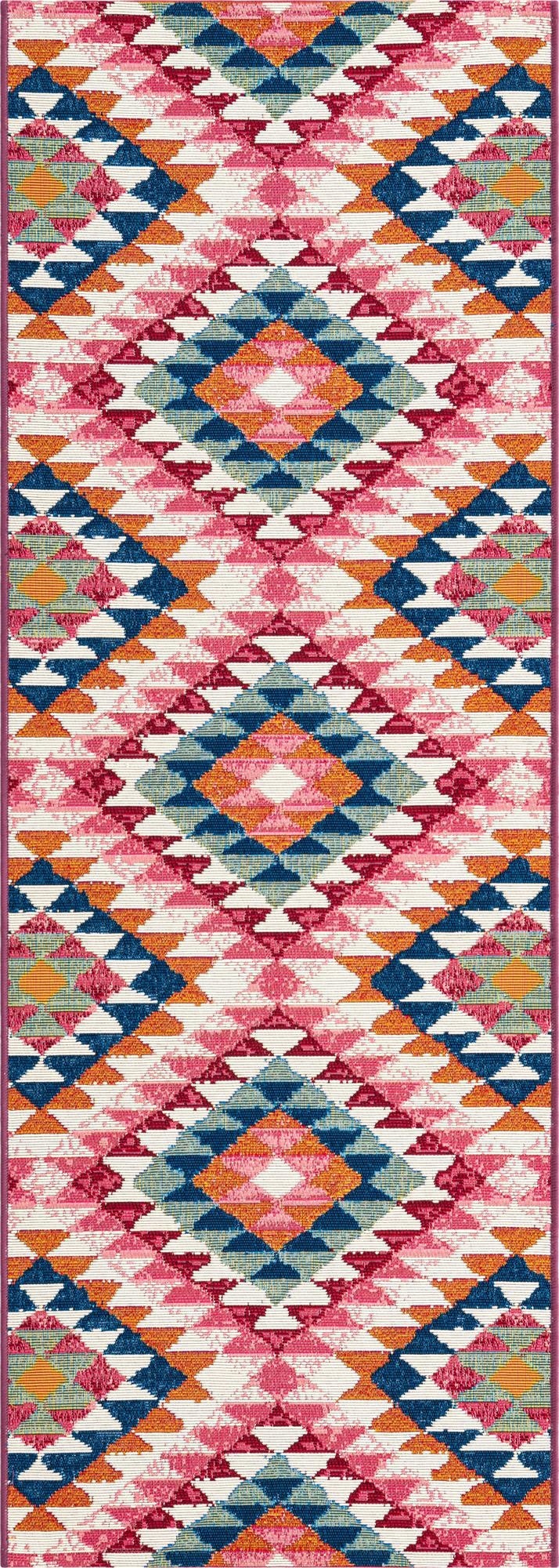  2' x 6'  Washable Southwestern Indoor / Outdoor Runner Rug