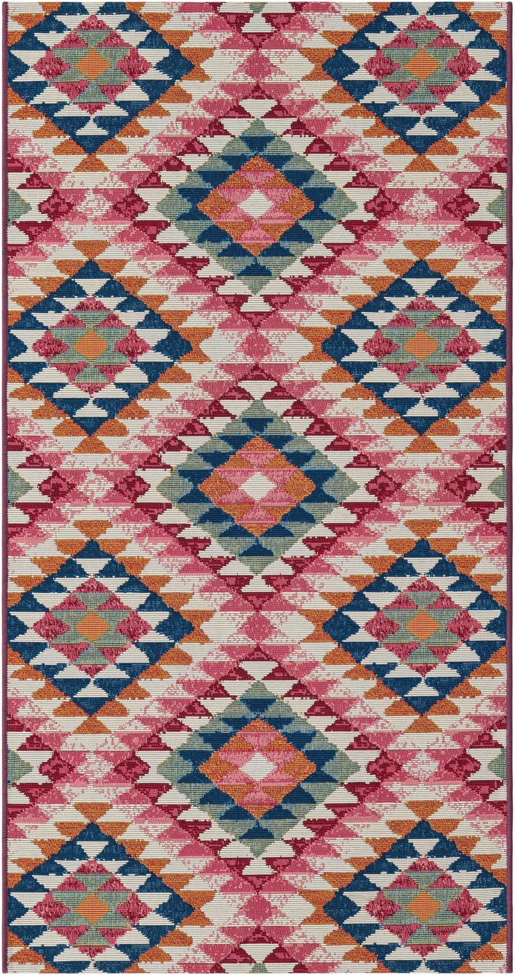  2' 7 x 5' 3  Washable Southwestern Indoor / Outdoor Runner Rug
