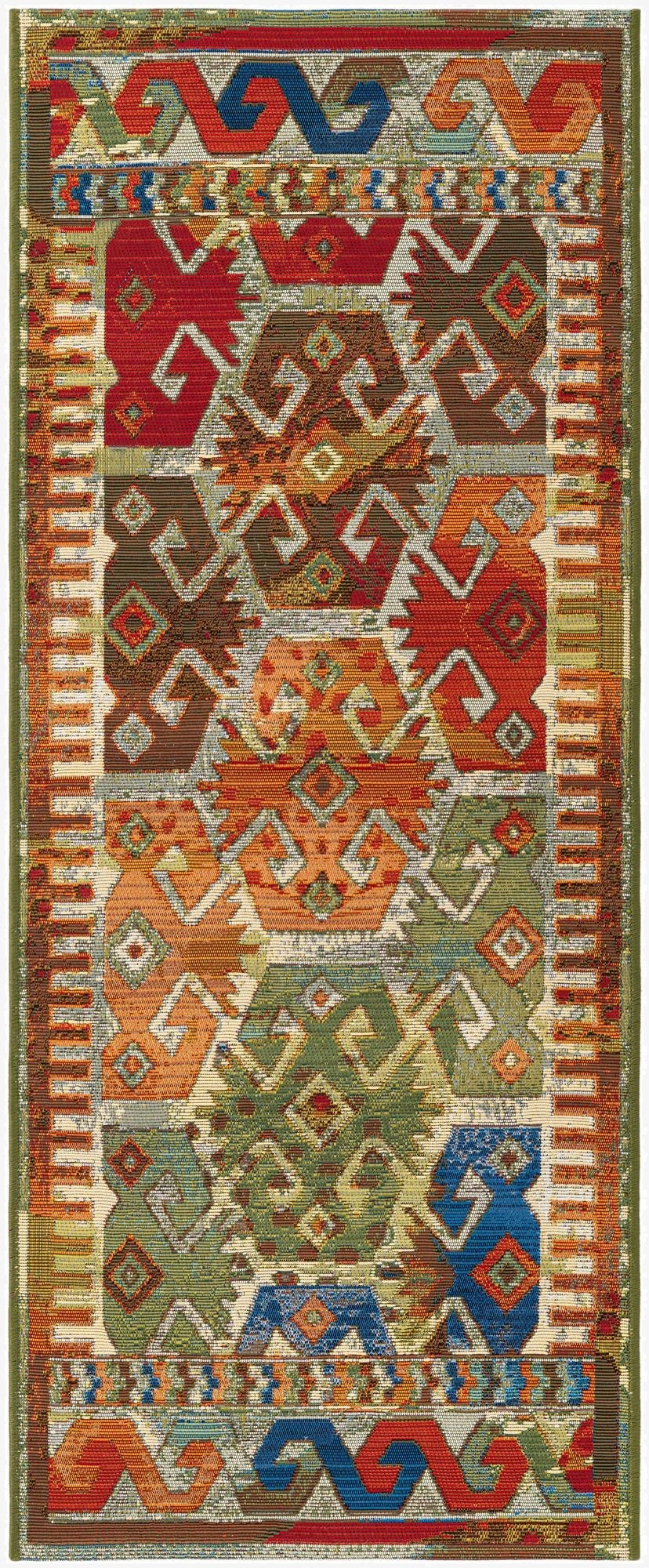  2' x 5'  Washable Southwestern Indoor / Outdoor Runner Rug