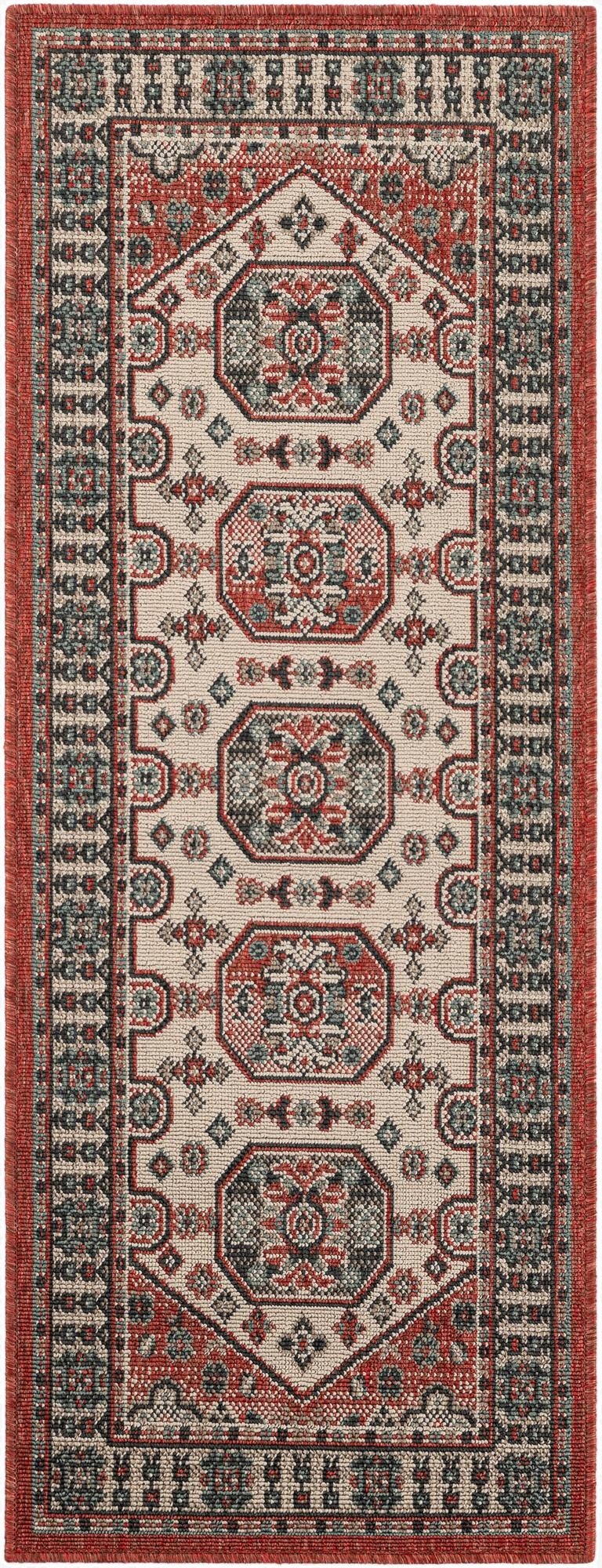  2' x 5'  Washable Traditional Indoor / Outdoor Runner Rug
