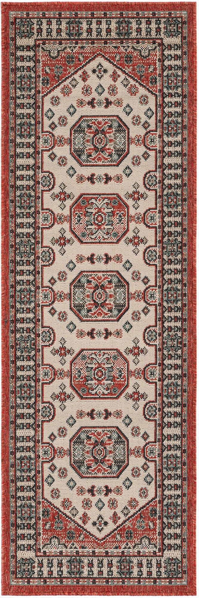  2' x 6'  Washable Traditional Indoor / Outdoor Runner Rug