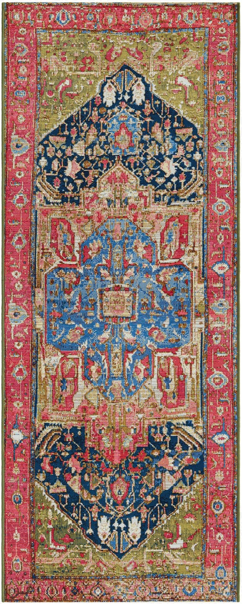  2' 7 x 7'  Washable Traditional Indoor / Outdoor Runner Rug