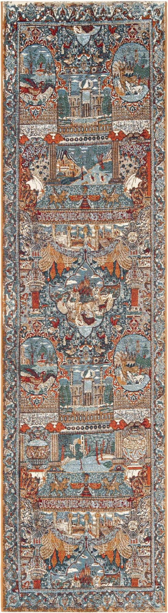  2' 7 x 10'  Washable Traditional Indoor / Outdoor Runner Rug