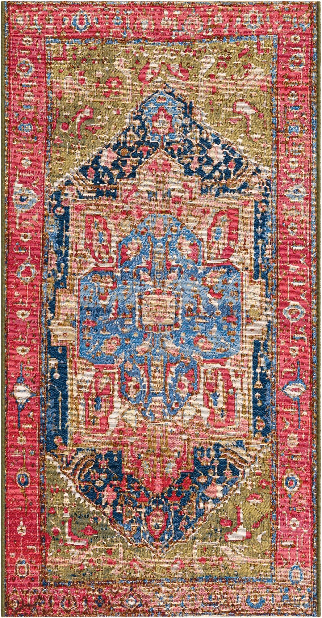  2' 7 x 5' 3  Washable Traditional Indoor / Outdoor Runner Rug