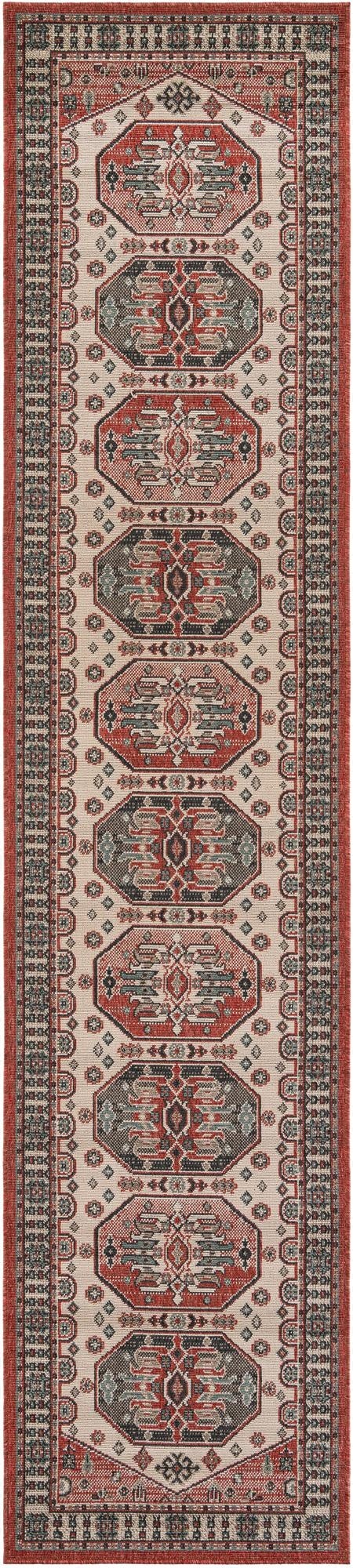 2' 7 x 12'  Washable Traditional Indoor / Outdoor Runner Rug