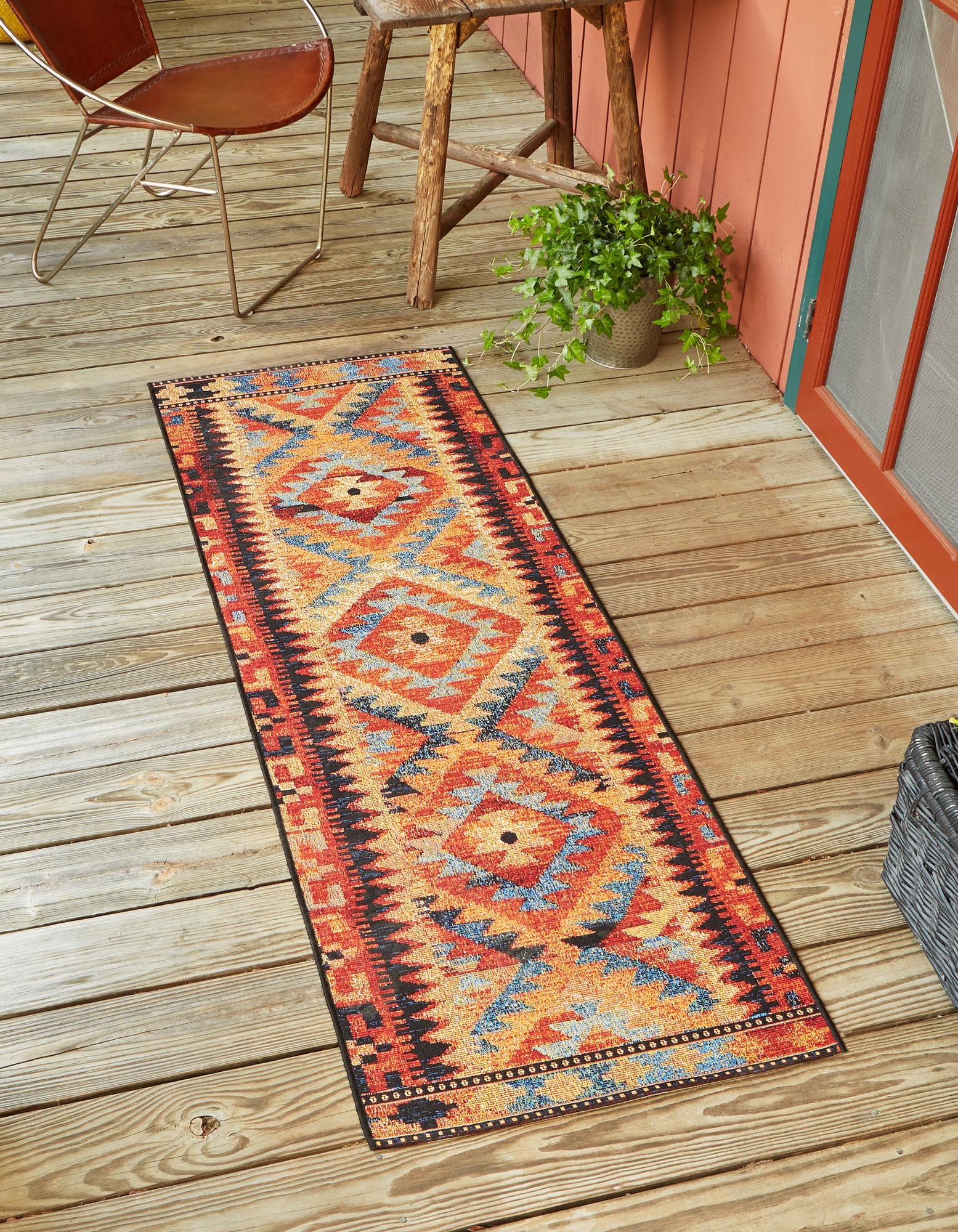 Multicolor 2' 7 x 7' Tribal Indoor / Outdoor Runner Rug | Rugs.com