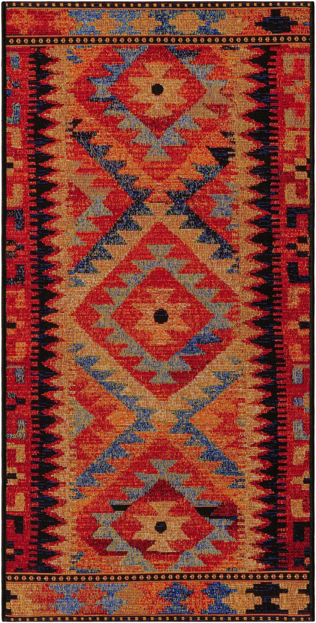  2' x 4'  Washable Tribal Indoor / Outdoor Runner Rug