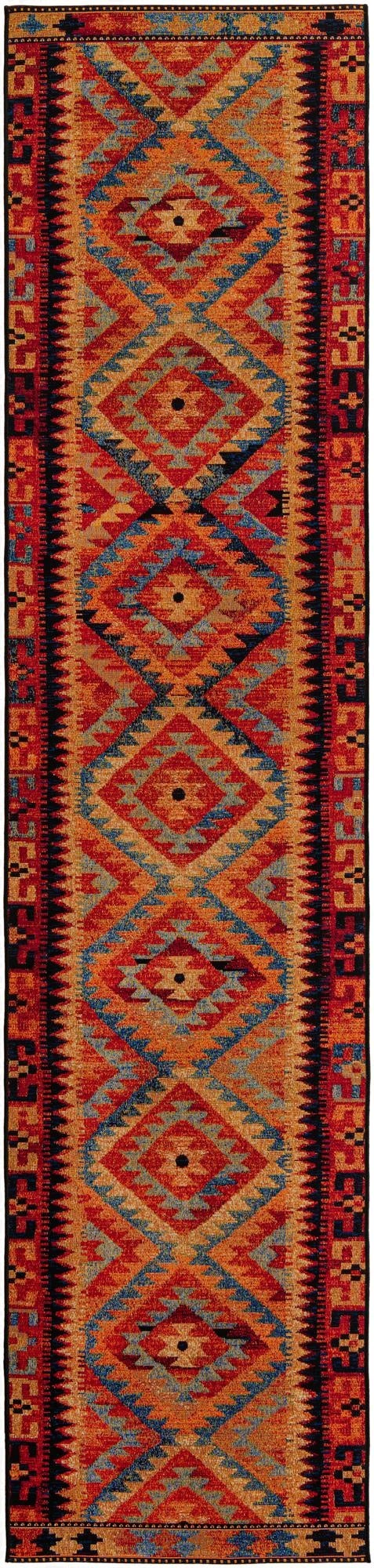  2' 7 x 12'  Washable Tribal Indoor / Outdoor Runner Rug
