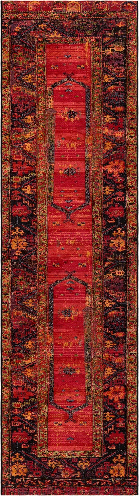  2' 7 x 10'  Washable Tribal Indoor / Outdoor Runner Rug