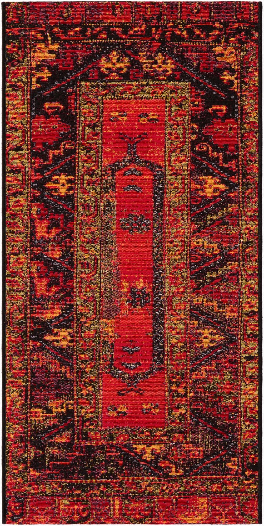  2' x 4'  Washable Tribal Indoor / Outdoor Runner Rug